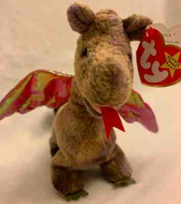 Ty Beanie Babies Original Retired ~ Scorch The Dragon Beanie Baby 1998 P.E.