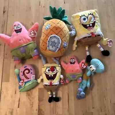 Ty Beanie Babies SpongeBob Squarepants and Friends Squidward Gary House Patrick