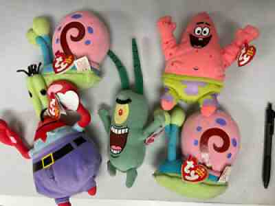 Ty Beanie Baby - Gary Patrick Plankton Plush Krabs Spongebob Squarepants 5" 2006
