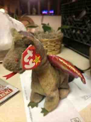 Ty Beanie Baby Scorch The Dragon 1998 Rare Iridescent Wings