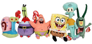 Spongebob Squarepants & Friends Set of Six Ty Beanie Babies Squidward Gary Krabs