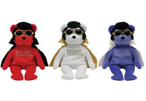 TY Beanie Babies ELVIS Walgreens Exclusives (Set of 3 Shake Rattle, Teddy Bear+)