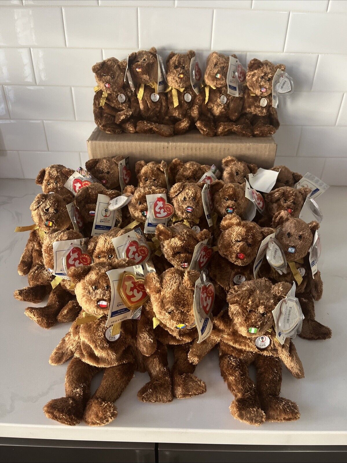 Lot Of 25 2002 soccer world cup Beanie Babies. All With Tags And Tag Protectors