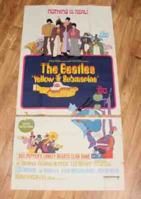 RARE 3-Sheet 1968 Beatles Yellow Submarine Original Lithograph Movie Poster