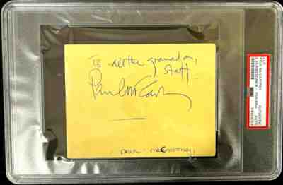 THE BEATLES DUAL SIGNED 1988 PAUL MCCARTNEY SIGNED AUTOGRAPHED CUT PSA SLABBED