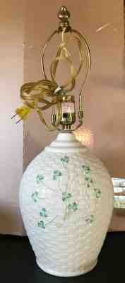 Belleek Kylemore Table Lamp Green Shamrock Basketweave 19