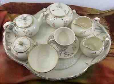 BELLEEK GRASS 1ST BLACK MARK BREAKFAST / TEA SET