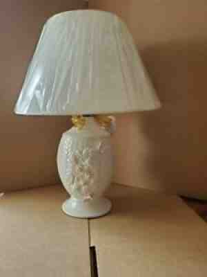 BELLEEK CLASSIC WICKERWEAVE LAMP AND SHADE - UNPAINTED