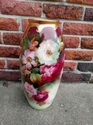 AMERICAN BELLEEK VASE PICKARD ARTIST SEIDEL 14'7/8 TALL