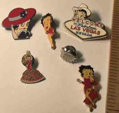 VINTAGE BETTY BOOP 6 PACK LAPEL PIN WELCOME TO LAS VEGAS RED HATTER DANCER CUTE