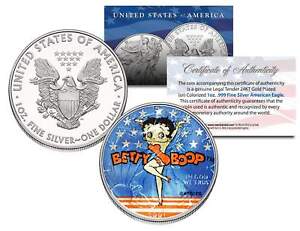 BETTY BOOP American .999 Silver Eagle Dollar 1 oz Colorized US Coin * LICENSED *
