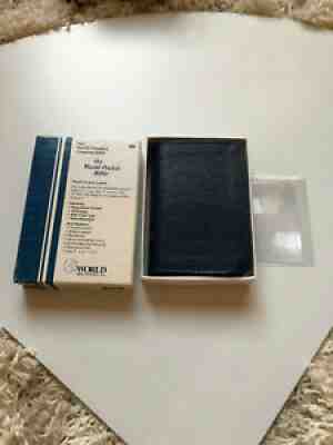 RARE, NOS Worlds Smallest Pocket Bible KJV Vintage Blue Genuine Leather Boxed