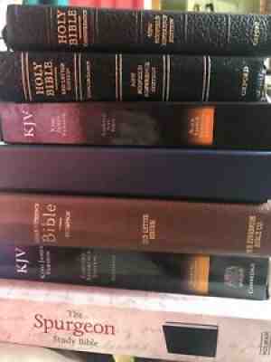 7 Leather KJV Bibles -Spurgeon, Allan, 1967 New Scofield, Thompson, Cambridge