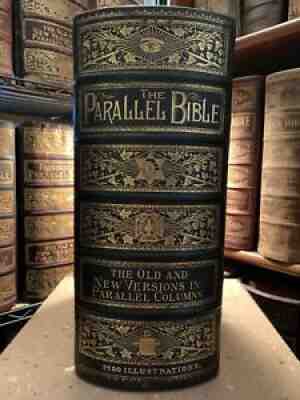 LARGE STUNNING ANTIQUE PARALLEL HOLY BIBLE FAMILY JESUS OLD 2500 ILLUSTRATIONS