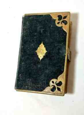 antique finely bound 1850 velour engraved gilt bronze religious bible Oxford USA