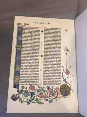 Gutenberg Bible leaf Ox Mark Chain Lines. No Modern Printing 23k Leaf One Off