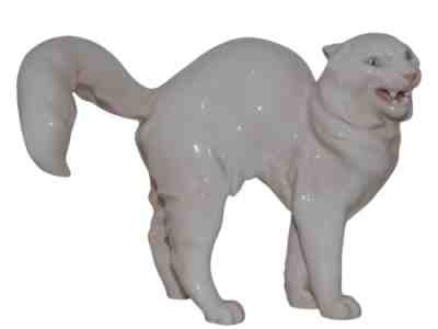 Rare Bing & Grondahl White Hissing Cat figurine