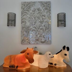 New ListingVintage GENERAL FOAM Lighted Blow Mold Nativity Animals Cow Sheep Donkey Tested