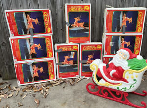 Grand Venture Illuminated Santa Claus Sleigh & Reindeer’s  Blow Mold  set