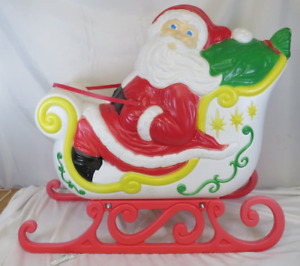 Grand Venture Illuminated Santa Claus Sleigh & 9 Reindeer Blow Mold Set W/ BOXES