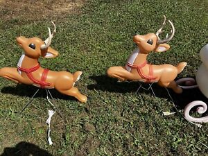 New ListingVINTAGE Grand Venture 2 Reindeer Christmas Lighted Blow Mold