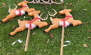 New ListingVINTAGE Grand Venture 3 Reindeer ONLY Christmas Lighted Blow Mold