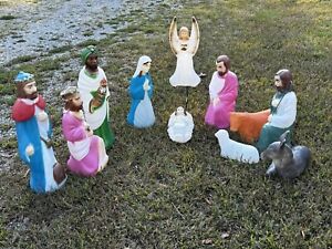 New ListingVintage Empire USA 11 Piece Blow Mold Christmas Nativity Set