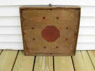 Original Antique 19th C Painted Wooden Parcheesi / Checkers Board