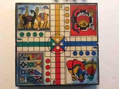 Rare Vintage One-of-a-kind Handmade Travel Parcheesi Wooden Board Game Old B6