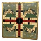 Parcheesi Wooden Game Board Folk Art Painted Folding Hinged 1800s style