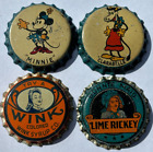 4 SODA BOTTLE CAPS; UNUSED CORK-LINED CROWNS