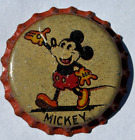 MICKEY MOUSE ORANGE SODA BOTTLE CAP; WALT DISNEY; UNUSED ANTIQUE CORK CROWN