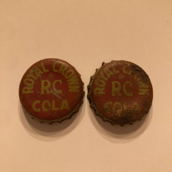 2 VTG Royal Crown RC Cola Soda Bottle Cap Wilson Nehi Danville & Farmville, VA