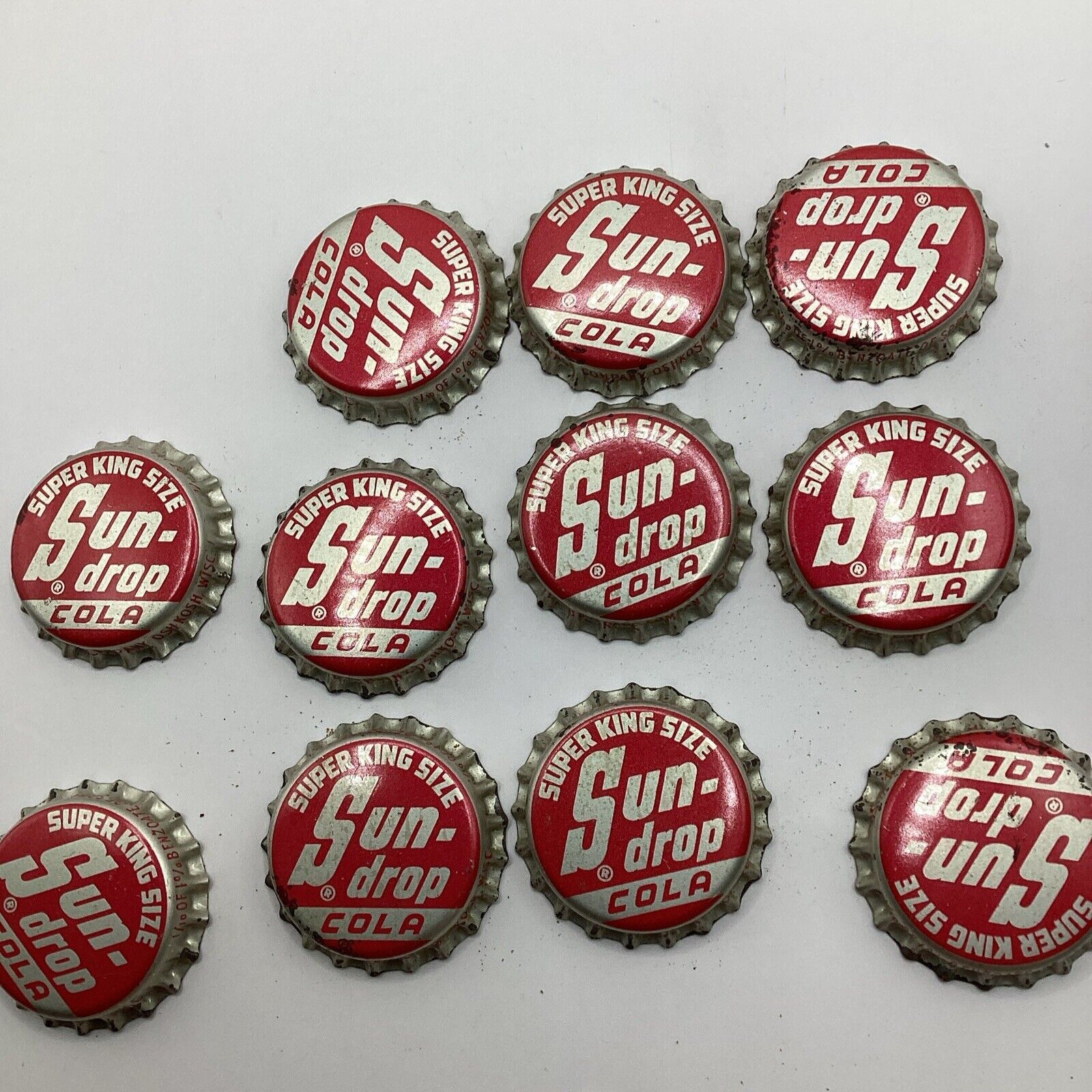 VINTAGE 50's SUN DROP COLA - UNUSED -CORK BACK BOTTLE CAP CROWN - LOT OF 10
