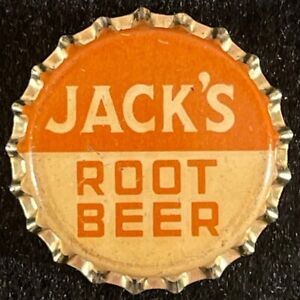 JACK'S ROOT BEER UNUSED CORK LINED SODA BOTTLE CAP RED ROCK CONROE, TEXAS CROWNS