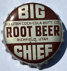 BIG CHIEF ROOT BEER SODA BOTTLE CAP; RICHFIELD, UTAH; USED CORK CROWN