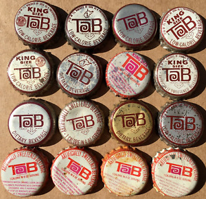 TAB KING SIZE, W.VA TAX & COLA SODA BOTTLE CAPS; VINTAGE USED CORK CROWNS