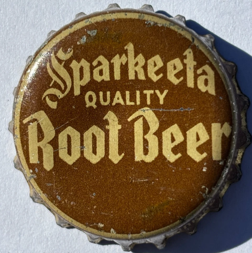 SPARKEETA QUALITY ROOT BEER SODA BOTTLE CAP; LOS ANGELES, CA; USED CORK CROWN