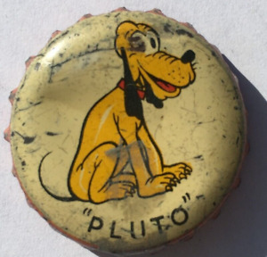 PLUTO THE DOG ORANGE SODA BOTTLE CAP; HOLLYWOOD, CA; DISNEY; USED CORK CROWN