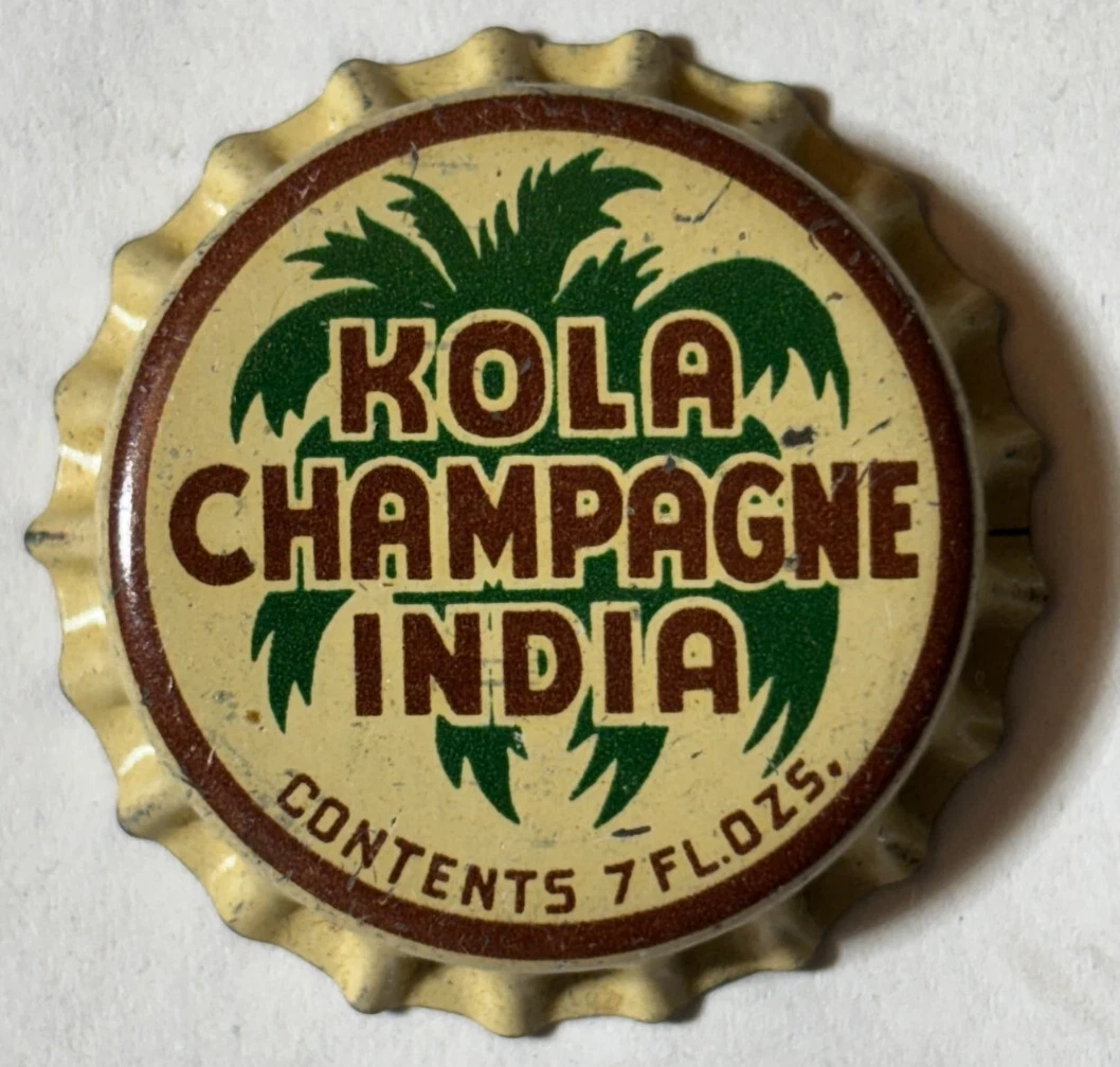 KOLA CHAMPAGNE INDIA BOTTLE CAP; MAYAGUEZ, PUERTO RICO; UNUSED CORK CROWN