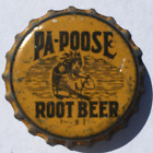 PA-POOSE ROOT BEER SODA BOTTLE CAP; USED CORK CROWN, Indian woman with child