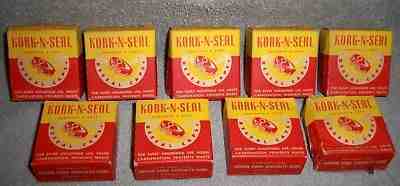 Lot of 9 Boxes of Vintage KORK-N-SEAL Reusable Bottle Caps/Crown Cork / Unused