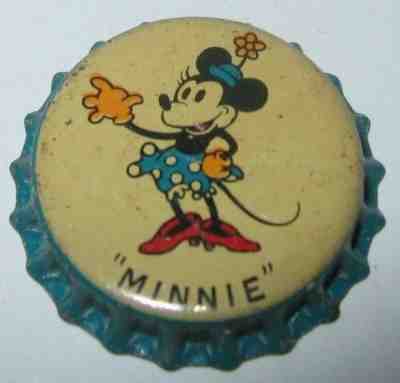 MINNIE MOUSE LIME SODA BOTTLE CAP; CIRCA 1935; WALT DISNEY; UNUSED CORK
