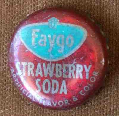 Rare FAYGO STRAWBERRY SODA Cork Lined Bottle Cap Crown Vintage Pop Scarce Red