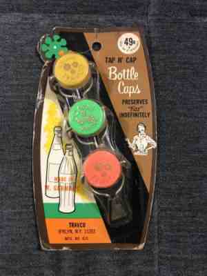 Vintage 1970 Tap n Cap Travco Plastic Bottle Caps -Sealed Coke Pepsi Cola Groovy