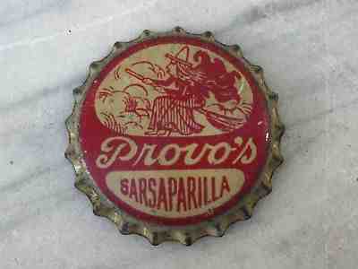 Old Unused Soda Bottle Cap Provo's Sarsaparilla Logo A Witch on a Broom NICE 