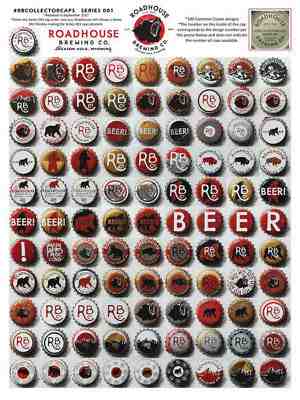 NEW!  Roadhouse Brewing Bottle Cap Set(s) - 105 Total Crowns "Uncrimped"