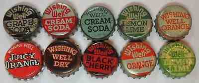 Wishing Well Soda Bottle Cap Crown Lot of 10 - Orange, Cream Soda, Lemon Lime