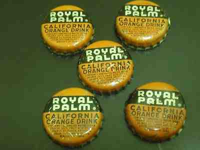 Vintage (5) Royal Palm California Orange Drink Soda Bottle Caps 