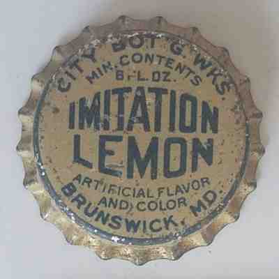Vintage Brunswick Maryland Nehi Imitation Lemon Bottle Cap Advertising w Cork